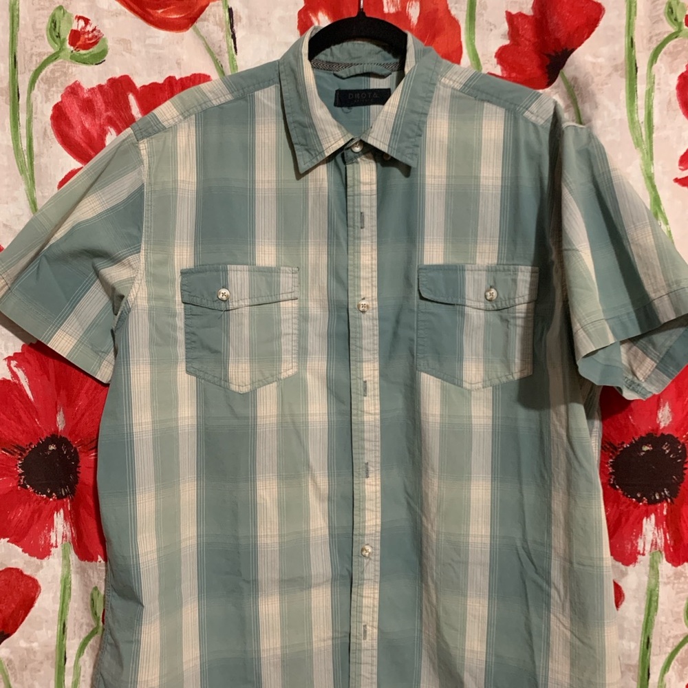 Geoffrey Beene Teal Plaid Casual Shirt
